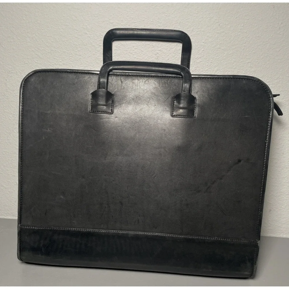 Vintage Cole Haan Black Leather Briefcase Organizer Attaché Laptop Bag